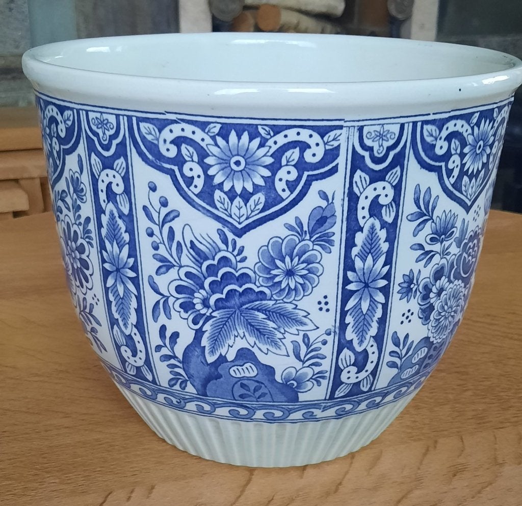 Vintage Cachepot Bloempot Delfts Spfinx Maastricht, Antiek en Kunst, Ophalen