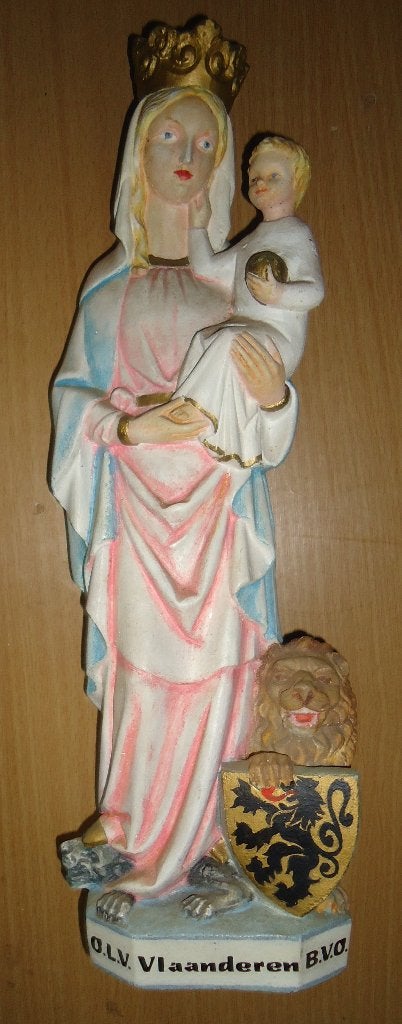 Onze Lieve Vrouw van Vlaanderen, Antiek en Kunst, Kunst | Beelden en Houtsnijwerken, Beeld, Gips, Religie, 20 - 50 cm, Ophalen of Verzenden