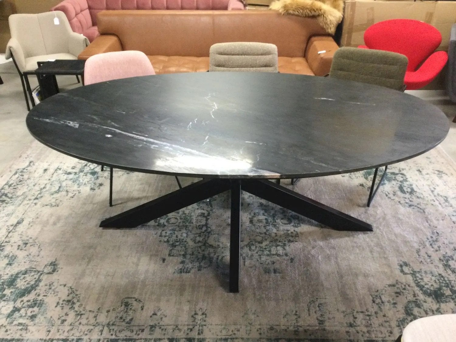 Massieve zwart marmeren eettafel, Maison & Meubles, Tables | Tables à manger, Comme neuf, 100 à 150 cm, Cinq personnes ou plus