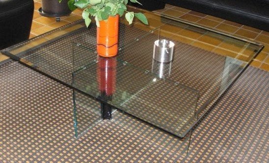Table basse en verre italien vintage, Maison & Meubles, Design, 50 à 100 cm, Carré, Verre