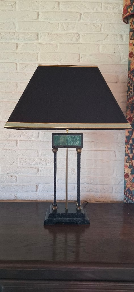Exclusieve Tafellamp – Jaren 90 Hollywood Regency, Ophalen, Meerkleurig, 68 cm, Met kap