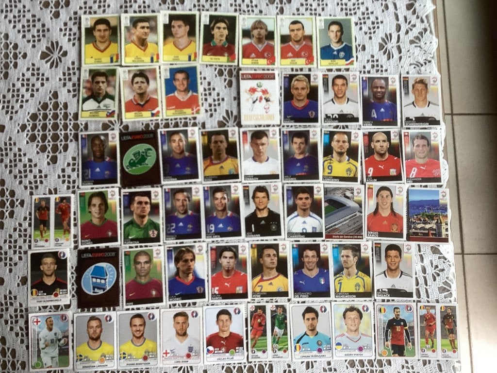 53 stickers Panini voetbal EURO 2000-2008-2016, Enlèvement ou Envoi, Utilisé