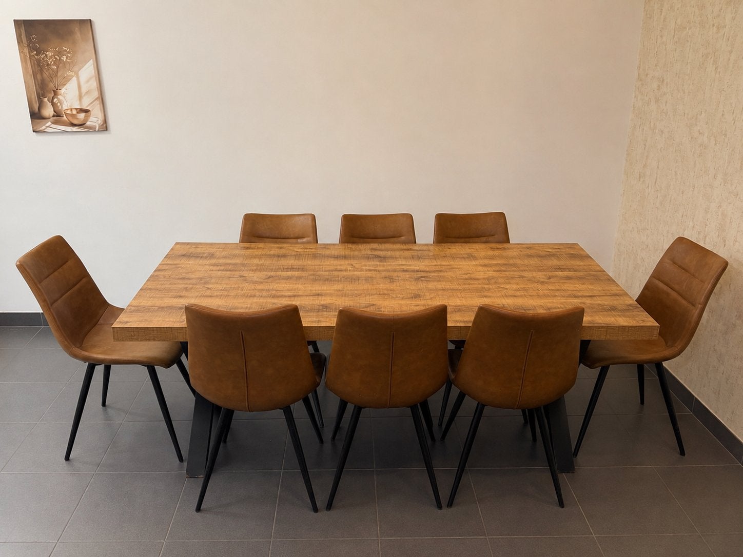 ️ Table à manger en bois + 8 chaises – Très bon état, Enlèvement, Comme neuf, Métal