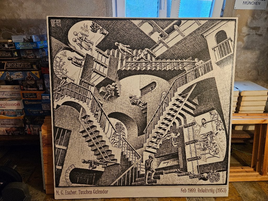 M.C. Escher - Relativity (Crazy Stairs), Ophalen, 100 tot 125 cm, 75 – 100, Print