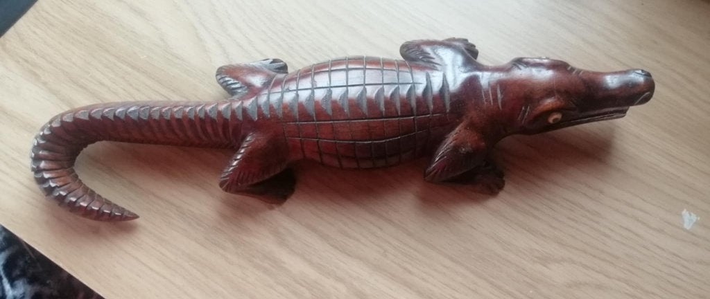 Knappe houten krokodil 37x10x3,5, Ophalen