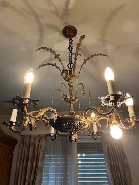 koperen kroonluchter, Huis en Inrichting, Lampen | Kroonluchters, Ophalen, Zo goed als nieuw, Metaal, Antiek-look” / rustiek / Vlaams geïnspireerd