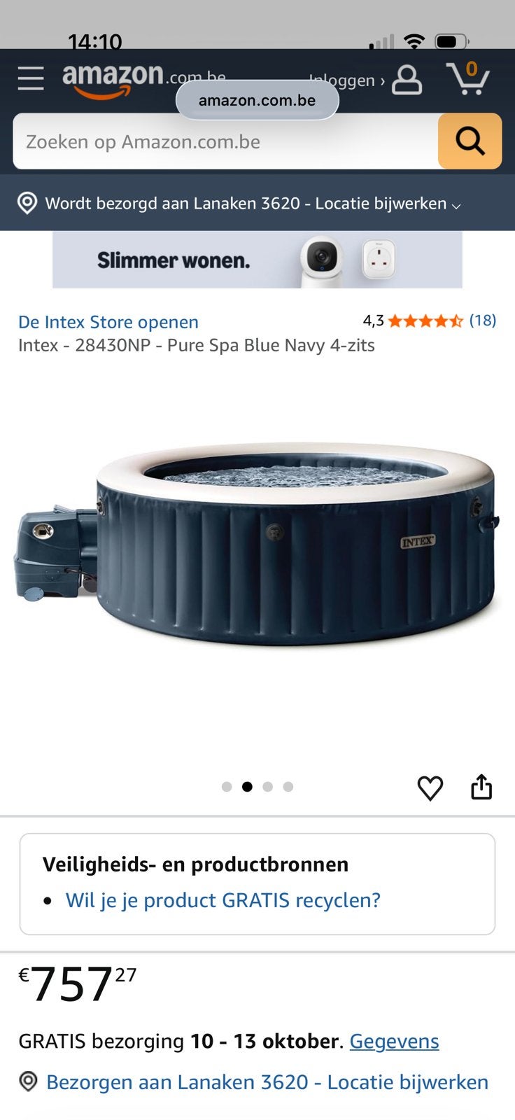 Intex 4 persoons opblaasbare jacuzzi, Ophalen, Zo goed als nieuw, Afdekzeil, Opblaasbaar