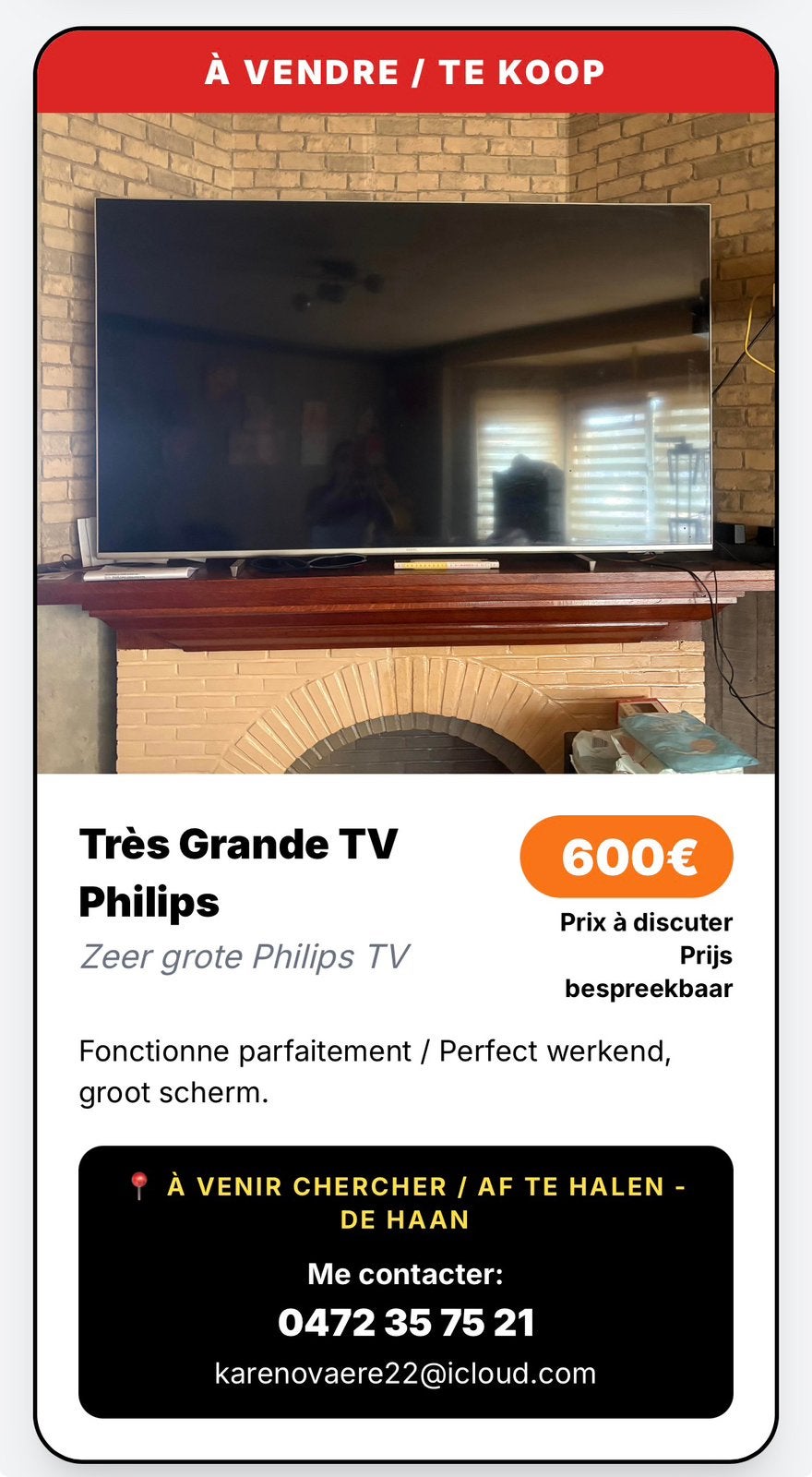 Tv Philip, Ophalen, Philips, LED, Zo goed als nieuw