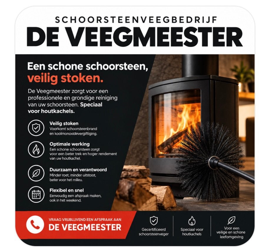Veilig Stoken? Schoorsteen Vegen met Officieel Attest, Ophalen, Zo goed als nieuw, Hout