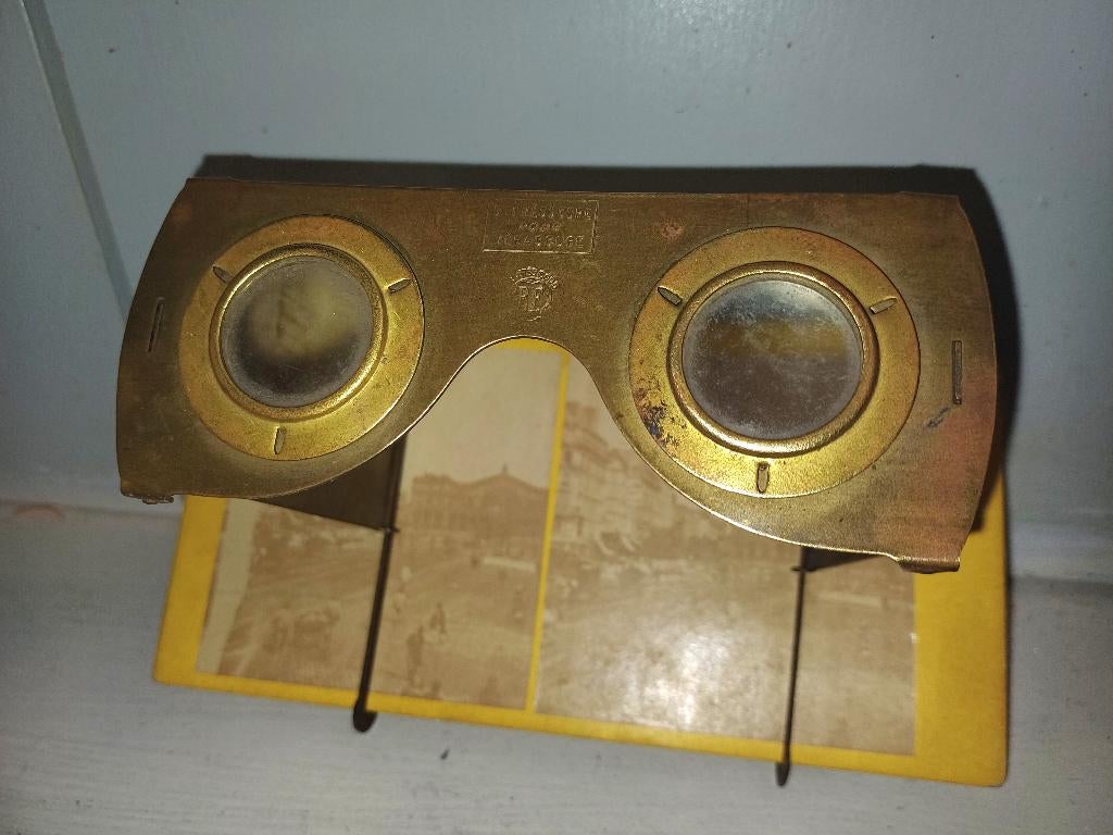 antieke koperen stereofotoviewer (verascope), Antiek en Kunst, Ophalen of Verzenden