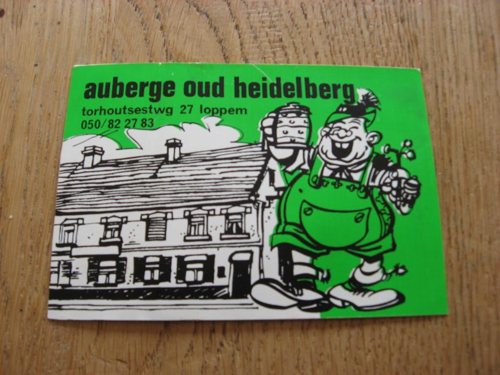 auberge oud heidelberg Loppem Vintage Sticker, Ophalen of Verzenden, Nieuw, Overige typen