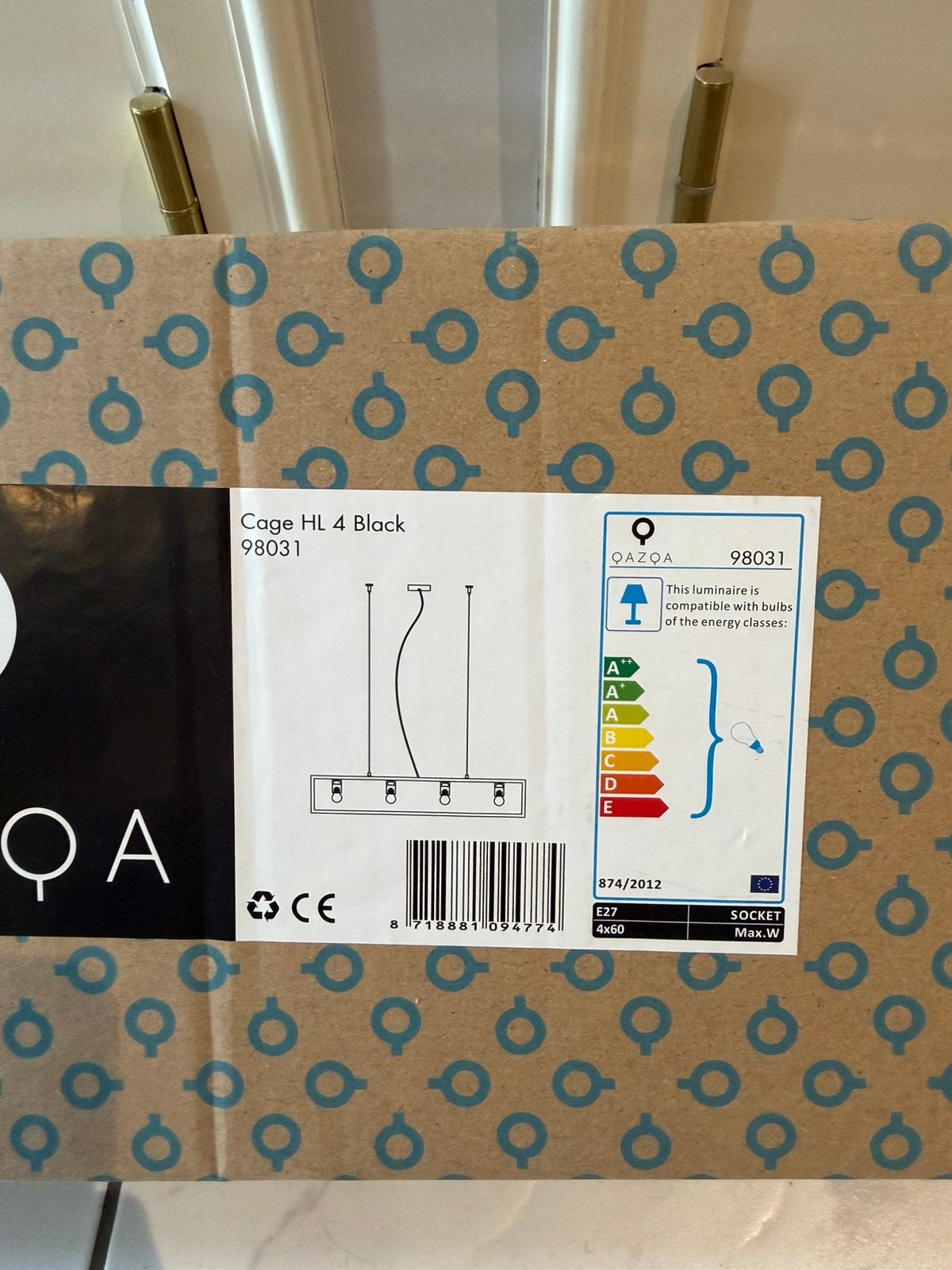 QAZQA Cage HL 4 Black 98031 – zwarte 4-lichts hanglamp NIEUW, Enlèvement, Neuf
