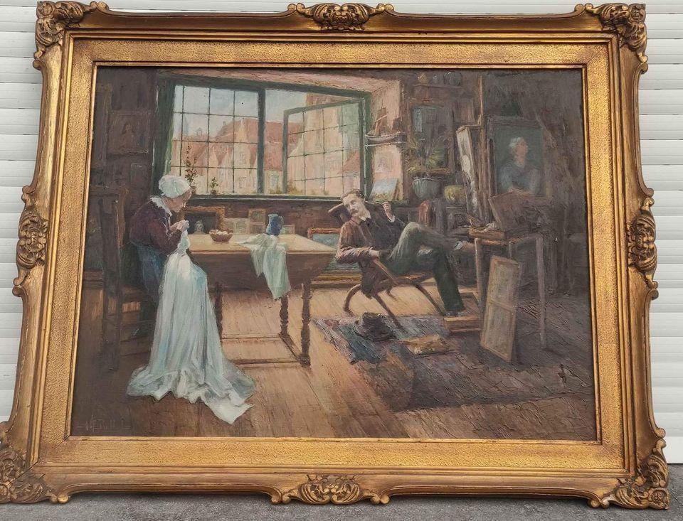 Huile sur toile signe Alfons rubbens, Antiek en Kunst, Kunst | Schilderijen | Klassiek, Ophalen