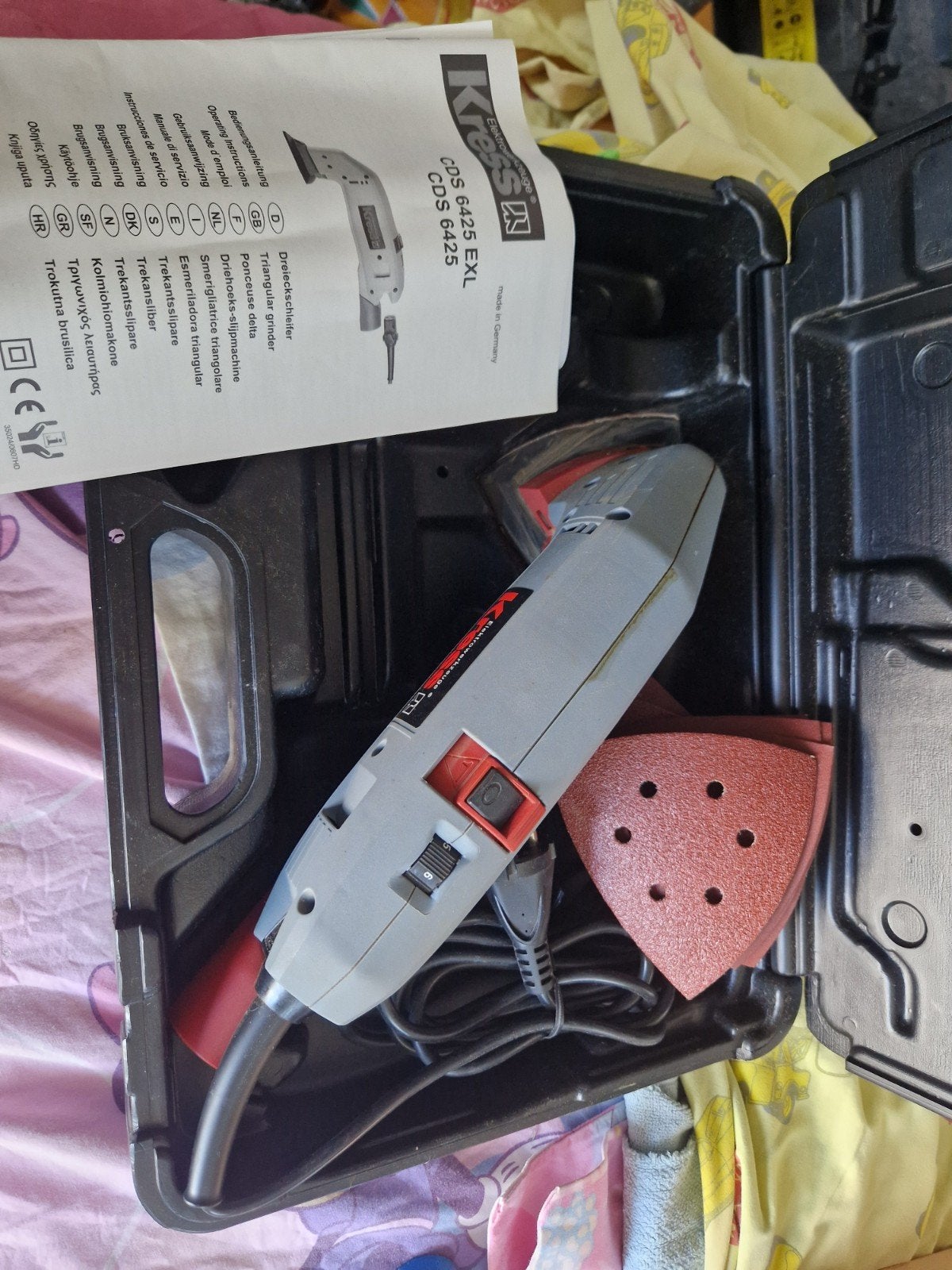 Kress driehoeksslijpmachine + verschillende schuurpapiertjes, Doe-het-zelf en Bouw, Ophalen, Gebruikt, Minder dan 600 watt, Vlakschuurmachine