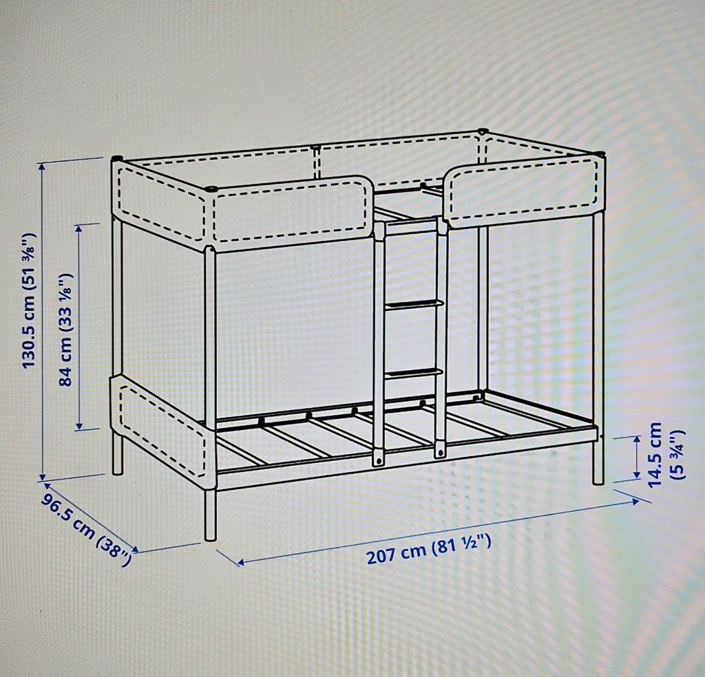 Lit superposé IKEA TUFFING + 2 matelas (90x200), Maison & Meubles, 100 cm, 210 cm, Enlèvement, Utilisé