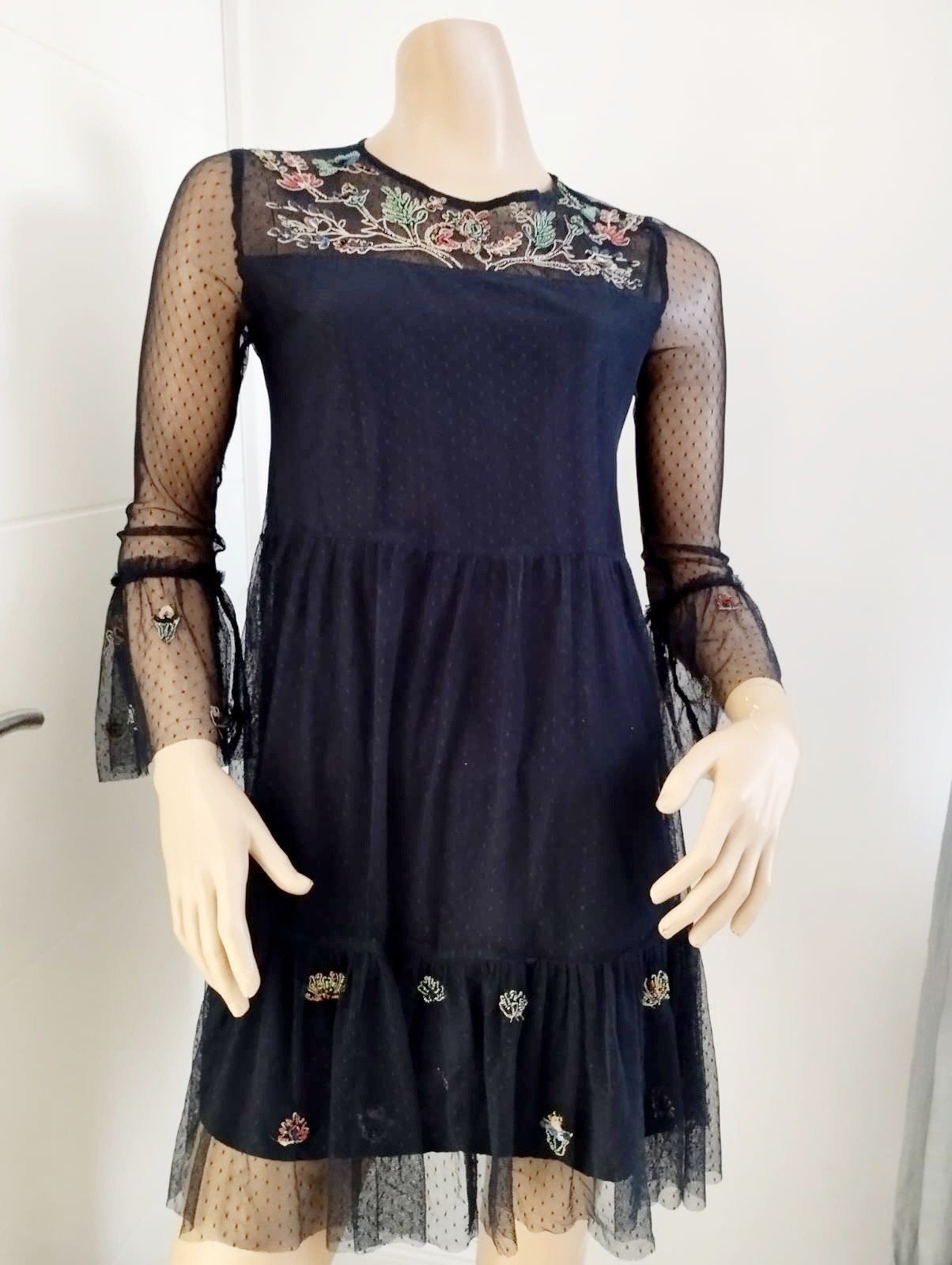 Robe courte en voile avec strasse Zara: taille L, Enlèvement ou Envoi, Bleu