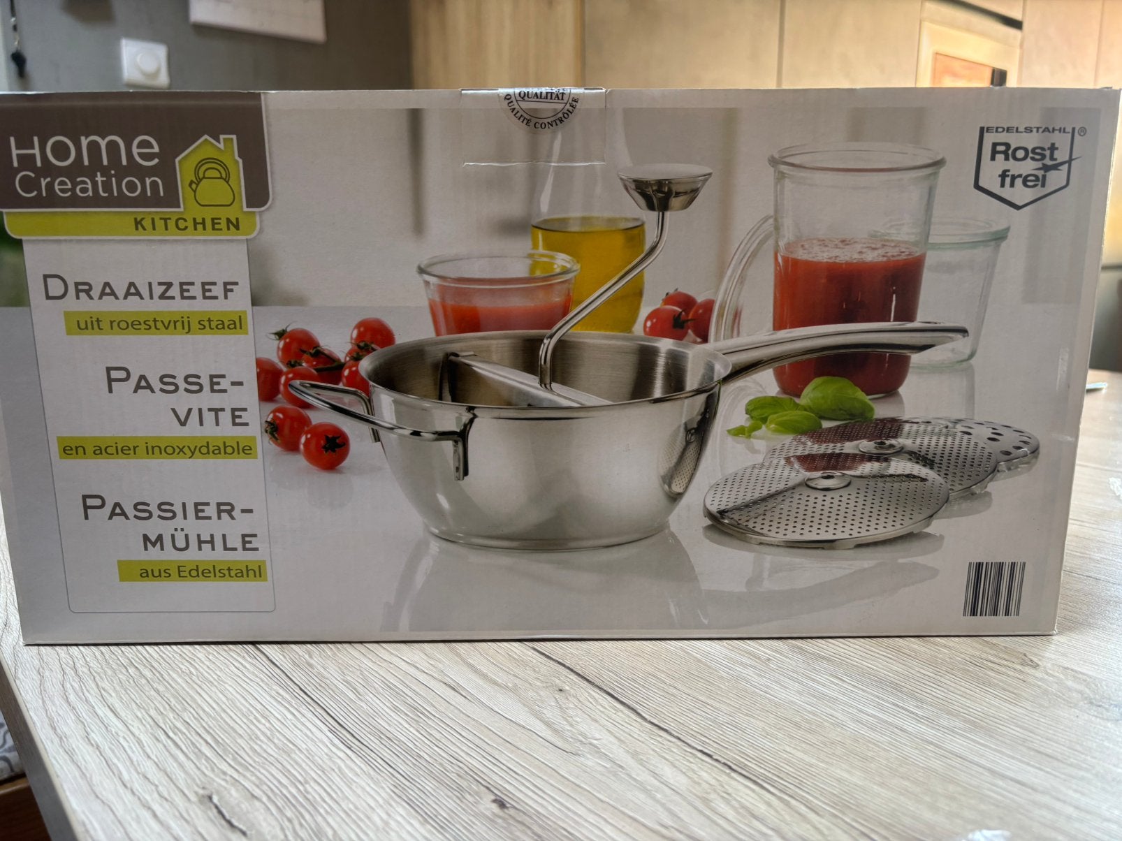 Draaizeef / passe-vite in roestvrij staal, Huis en Inrichting, Ophalen, Zo goed als nieuw, Metaal, Zilver