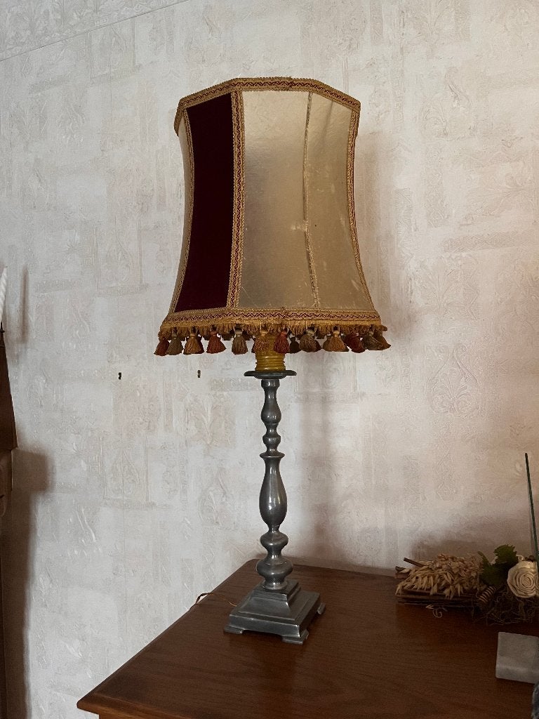 Lampe de table classique avec base en étain - style baroque, Doré, Enlèvement, Utilisé