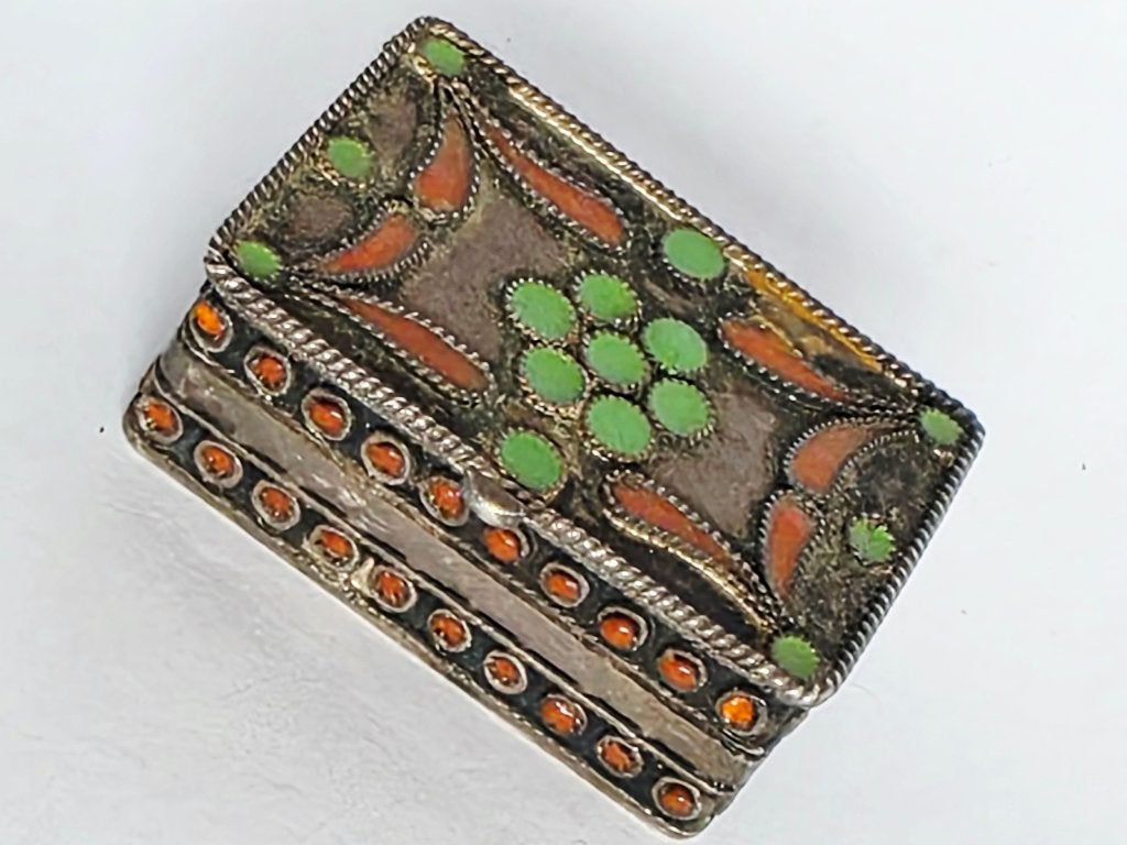Antieke zilveren geëmailleerde pillendoos, Antiquités & Art, Antiquités | Argent & Or, Enlèvement ou Envoi, Argent