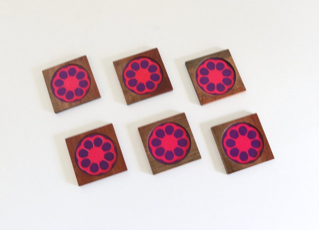 Vintage coasters, Ophalen of Verzenden, Gebruikt, Hout