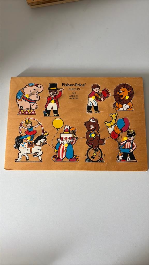 Houten inlegpuzzel vintage van fisher price, Ophalen, Zo goed als nieuw