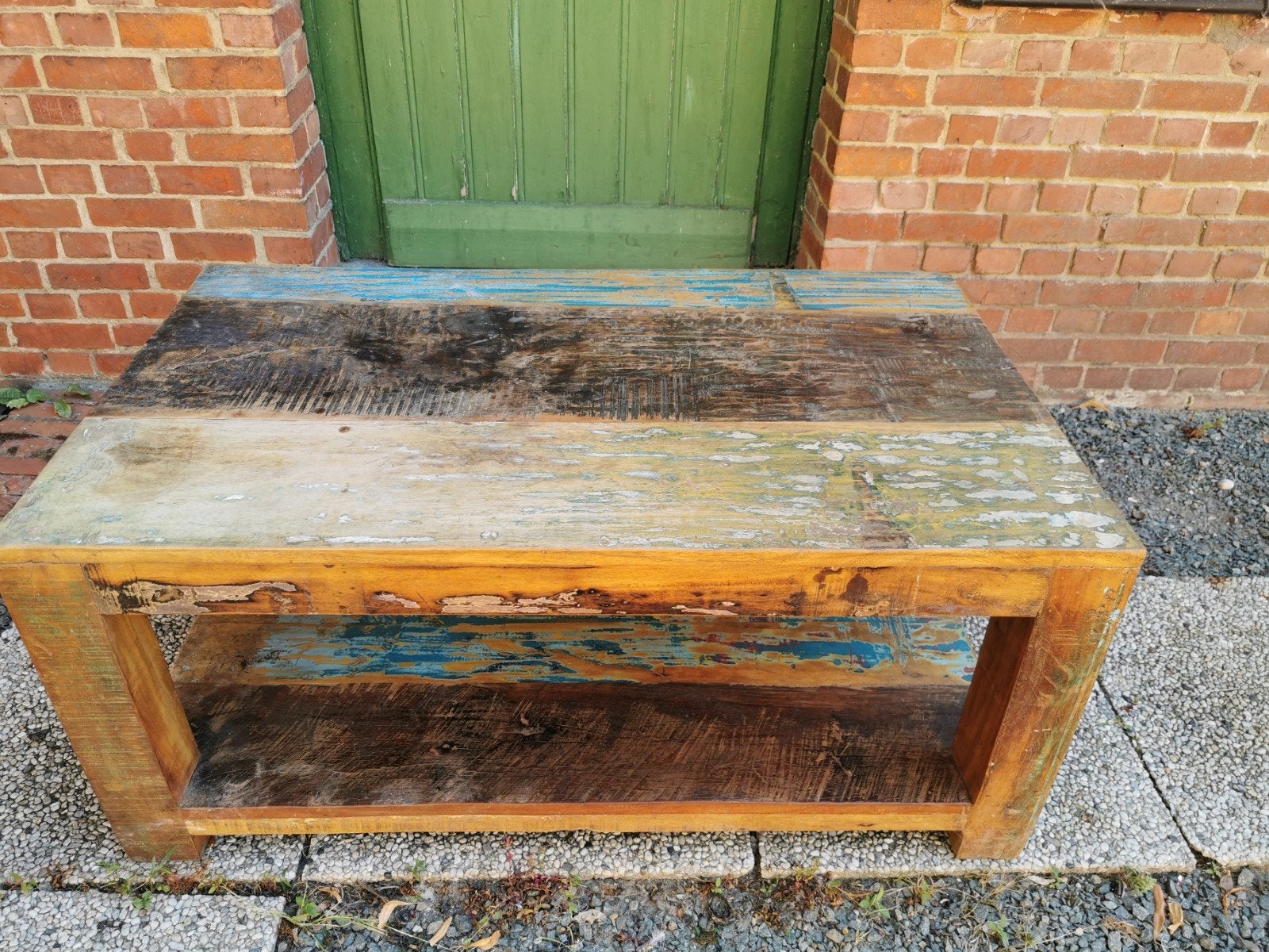 zware salontafel in verweerd hout, Ophalen
