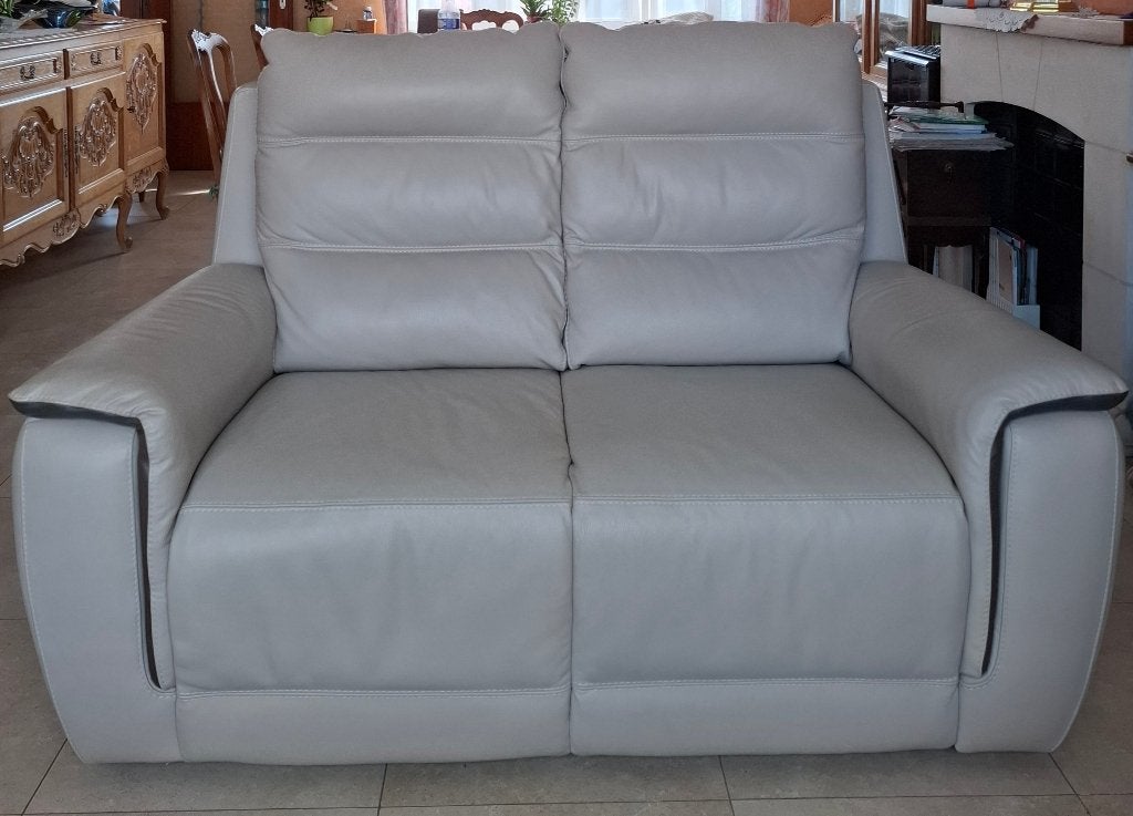 fauteuils en cuir beige, Maison & Meubles, 75 à 100 cm, 125 cm ou plus, Comme neuf, Enlèvement
