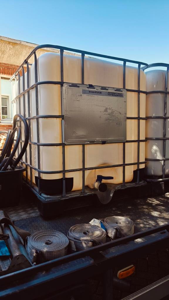 IBC 1000L anti algen melkwit gereinigd, Tuin en Terras, Regentonnen, 150 liter of meer, Ophalen, Zo goed als nieuw, Kunststof