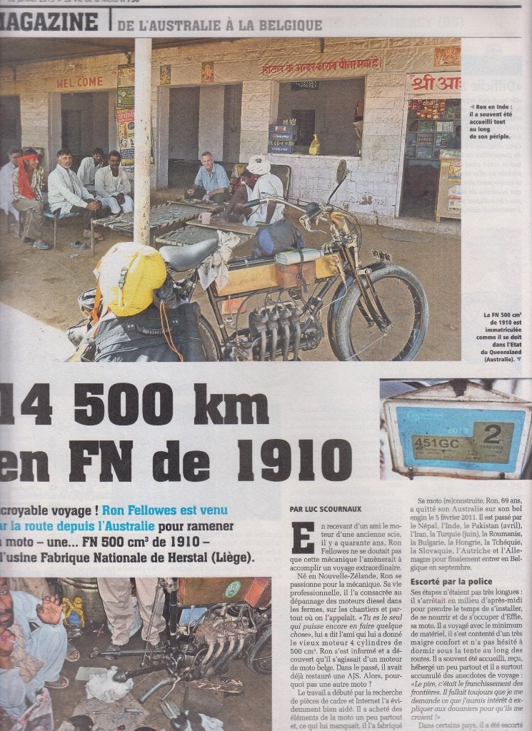 Moto 145000 Kms en FN 4 cylindres de 1910 collection, Livres, Motos, Envoi, Utilisé