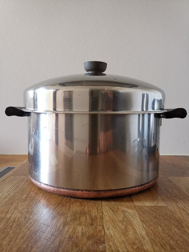 Sambonet Brevettato vintage kookpot met koperen bodem, Ophalen, Gebruikt, Inox, Kookpan