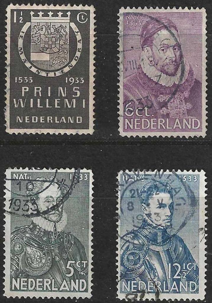 Pays-Bas 1933 - Yvert 249-252 - Guillaume Ier d'Orange (ST), Timbres & Monnaies, Timbres | Pays-Bas, Envoi, Affranchi