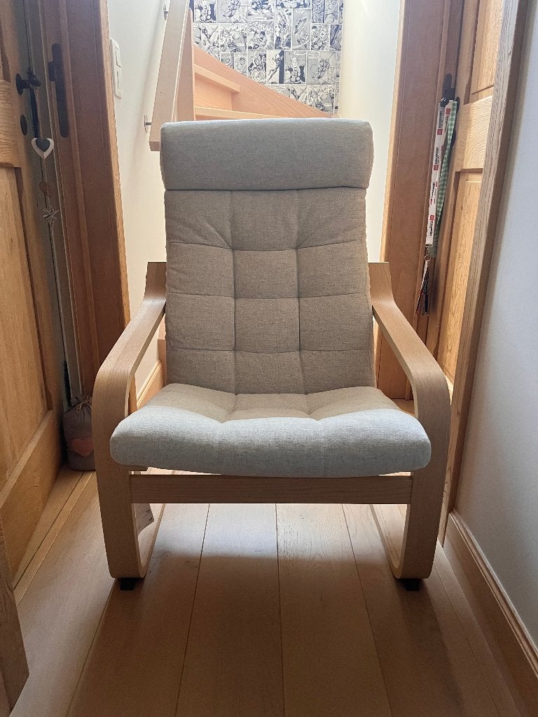 Fauteuil POÄNG, chêne/beige, Maison & Meubles, Neuf, Moins de 75 cm, Bois, Enlèvement