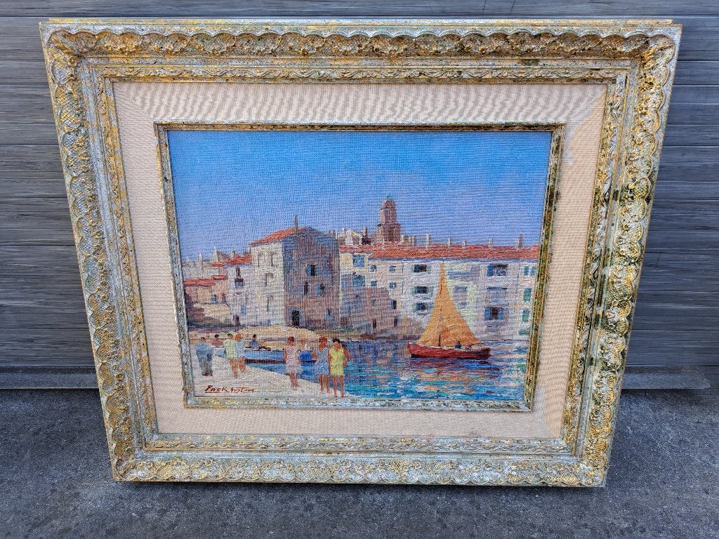 huile sur panneau saint tropez signe fack gustave, Enlèvement ou Envoi, Panneau