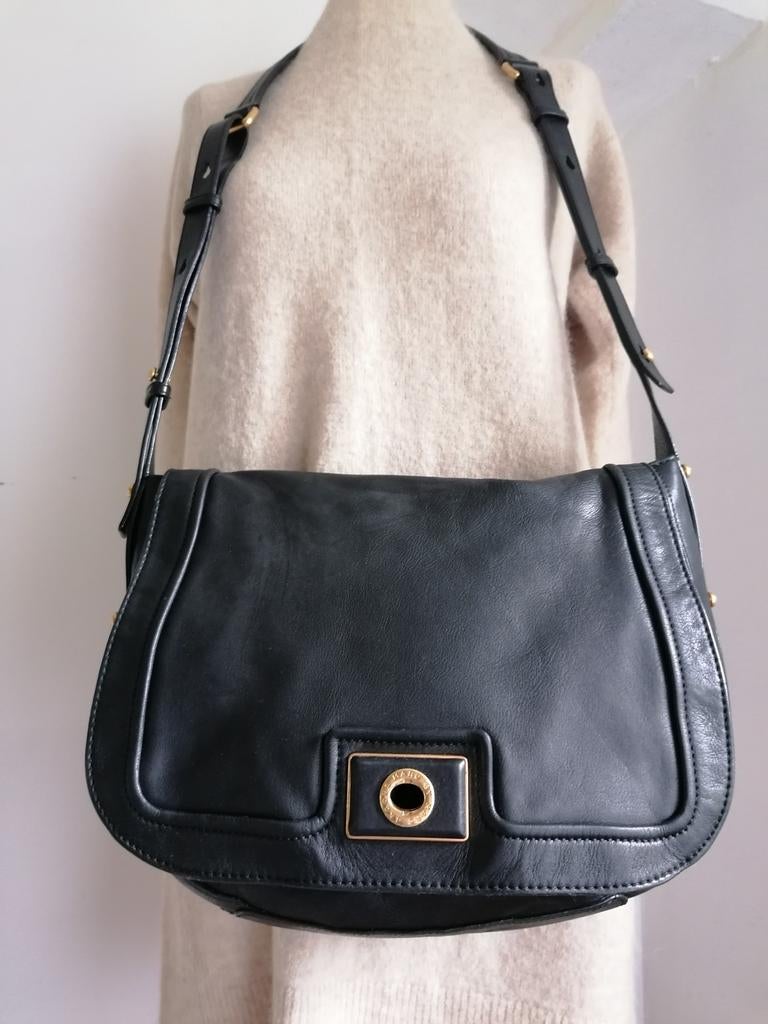 Marc Jacobs tas van authentiek glad zwart leer, Zwart, Leer