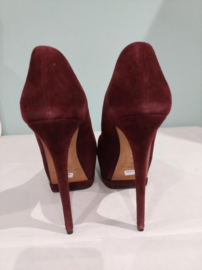 697C* Gianmarco LORENZI luxe bordeauxrode leren pumps (39), Pumps, Bruin, Verzenden, Gianmarco Lorenzi