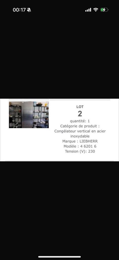 Materiel HORECA PROFFESIONEL, Enlèvement
