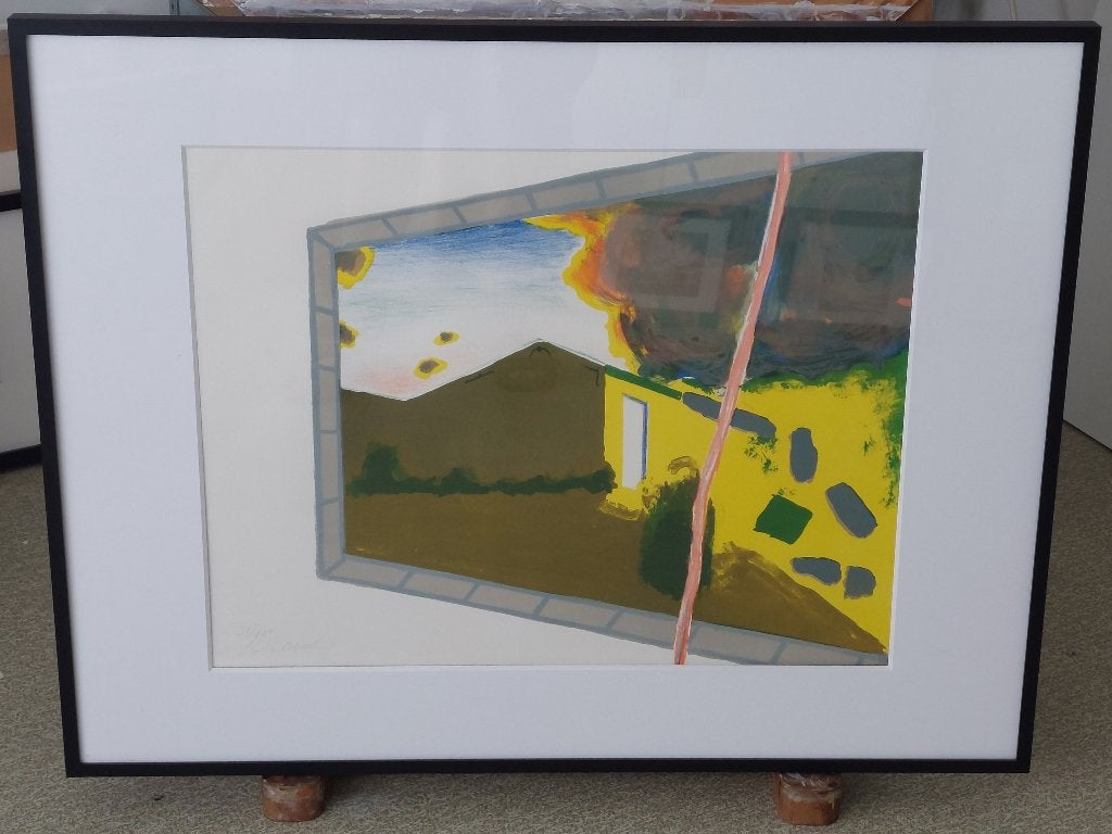 Roger Raveel — Tonnerre (1976), Antiquités & Art, Art | Lithographies & Sérigraphies, Lithographie, Numéroté, Signé, Encadré, Avec passe-partout