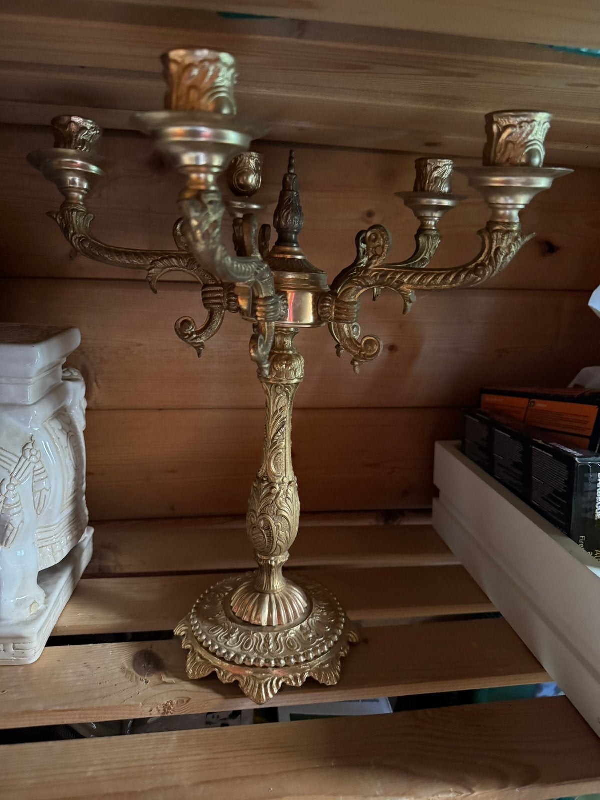 Kandelaar met 5 lampen in Louis XV/Rocaille-stijl — antiek, Ophalen of Verzenden