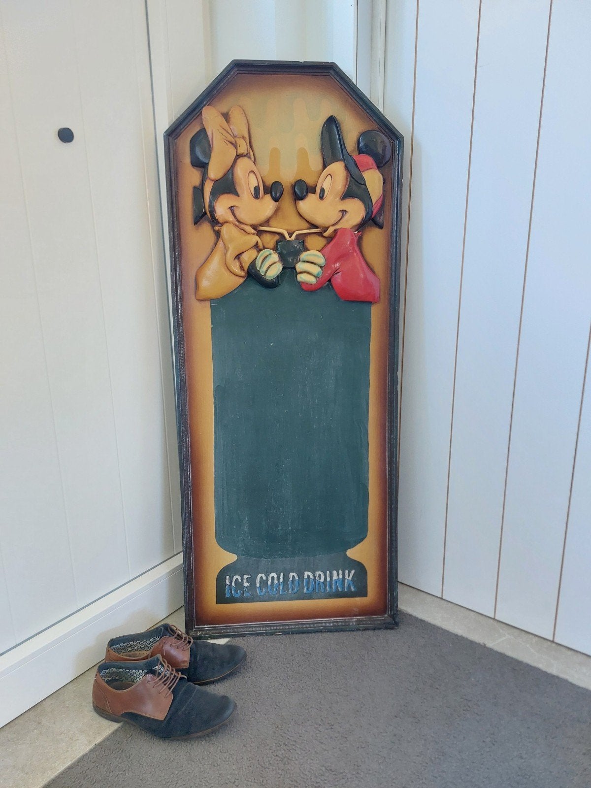 Mickey & Minnie mouse krijtbord 'ice cold drinks', Verzamelen, Ophalen, Mickey Mouse, Gebruikt