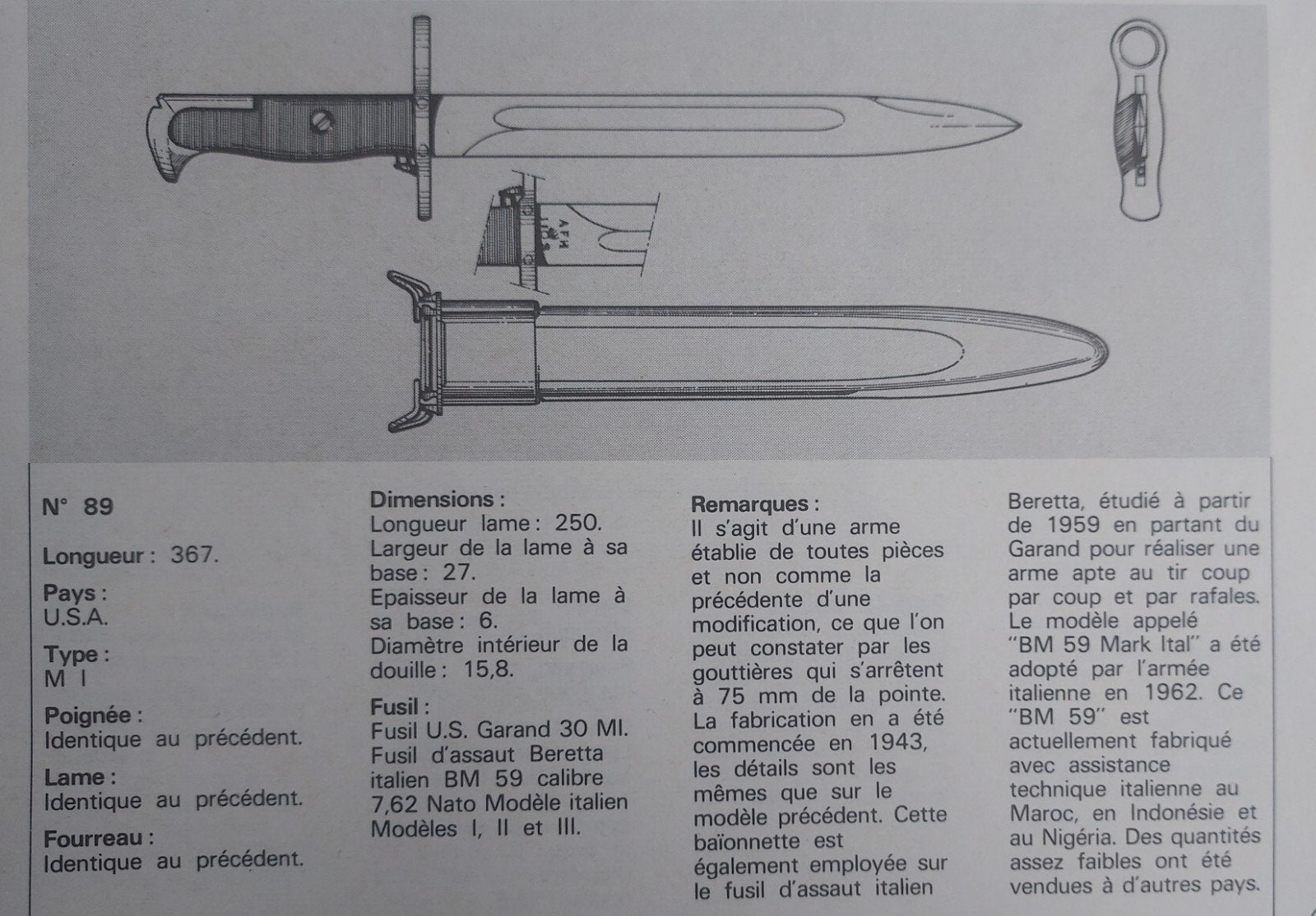 BAÏONNETTE  US modèle 1905 type M1 - "LAME BOWIE", Collections, Enlèvement ou Envoi