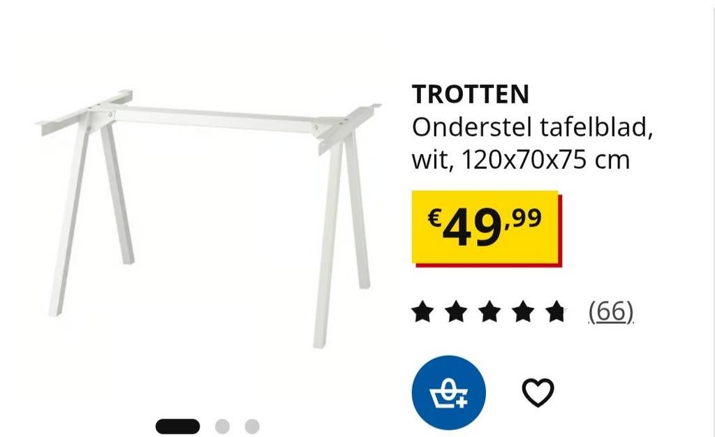 Onderstel tafelblad Trotten Ikea, Huis en Inrichting, Bureaus, Ophalen, IKEA