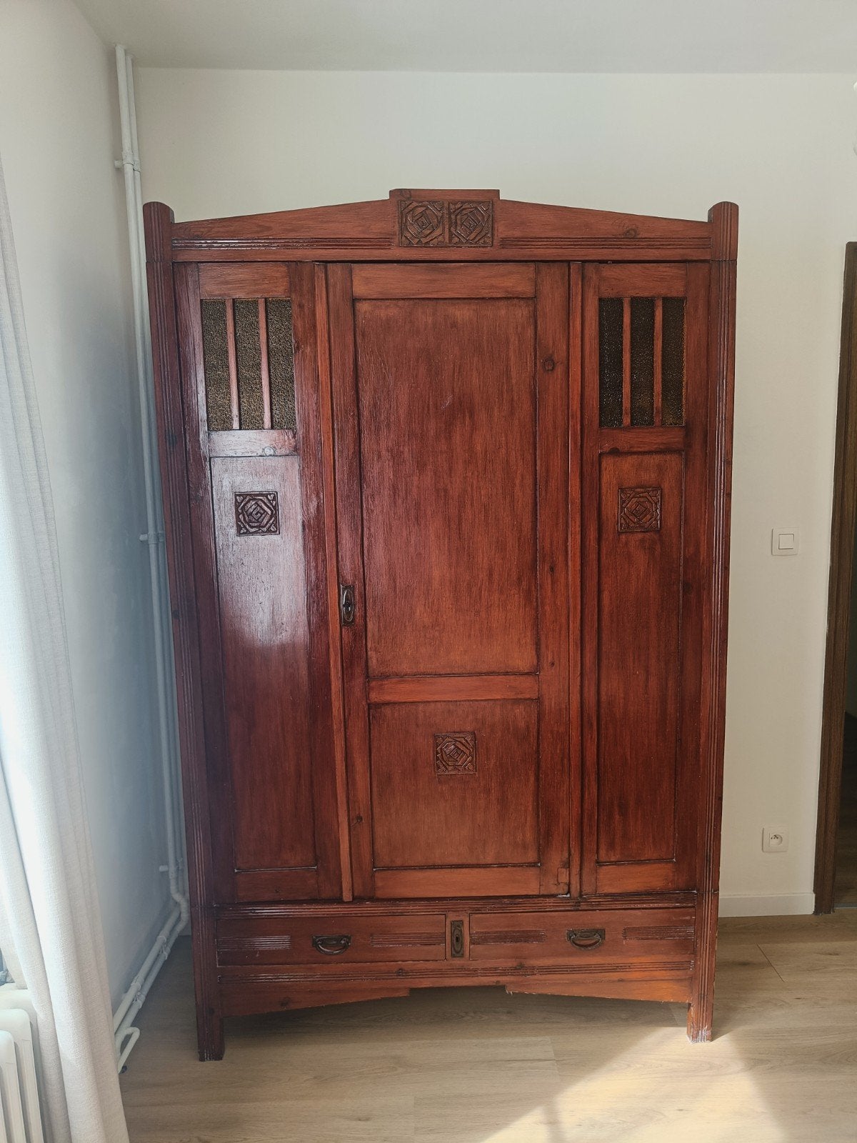 Vintage houten kleerkast, Antiek en Kunst, Antiek | Meubels | Kasten, Ophalen