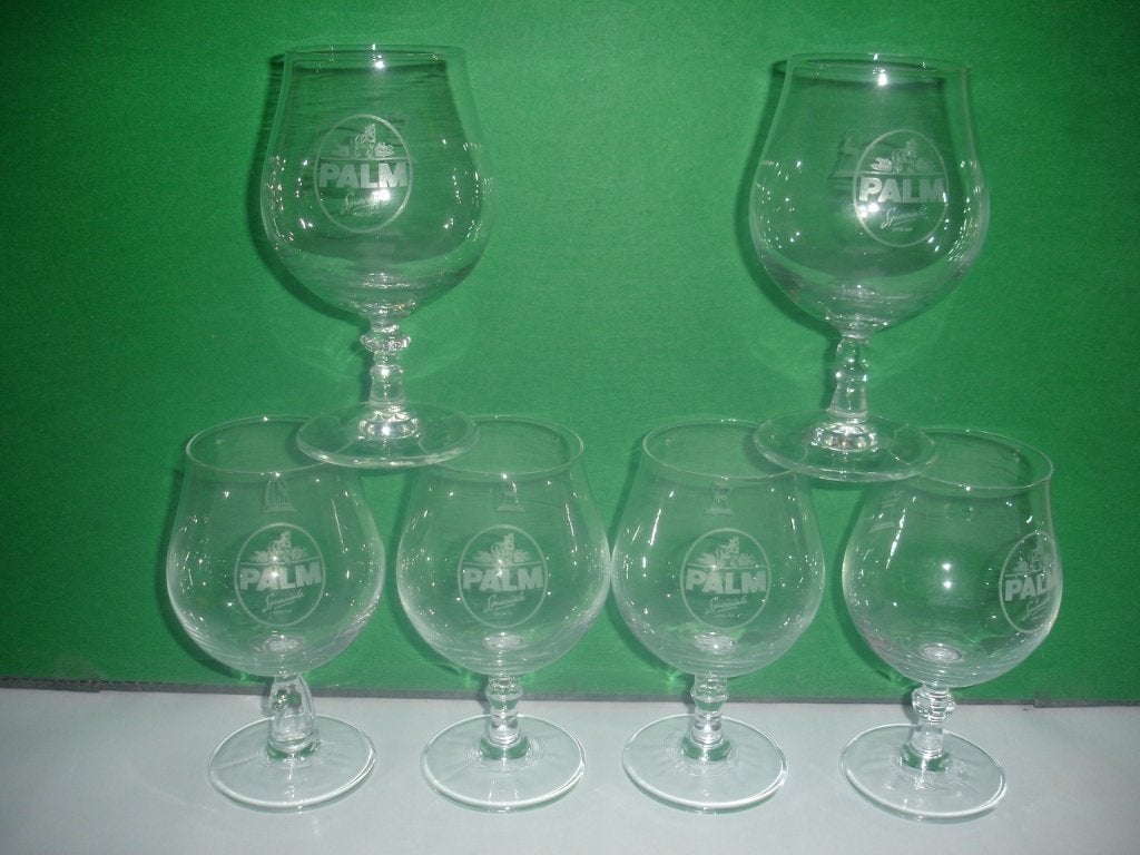 Set bierglazen Palm met schaaktermen, 6 verschillende, Verzamelen, Biermerken, Ophalen of Verzenden, Nieuw, Glas of Glazen, Palm