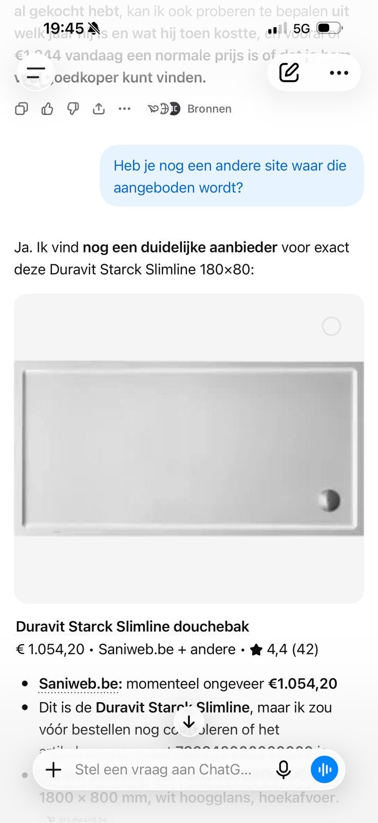 Duravit starck douche 1800 x 800 mm nieuw, Ophalen, Nieuw