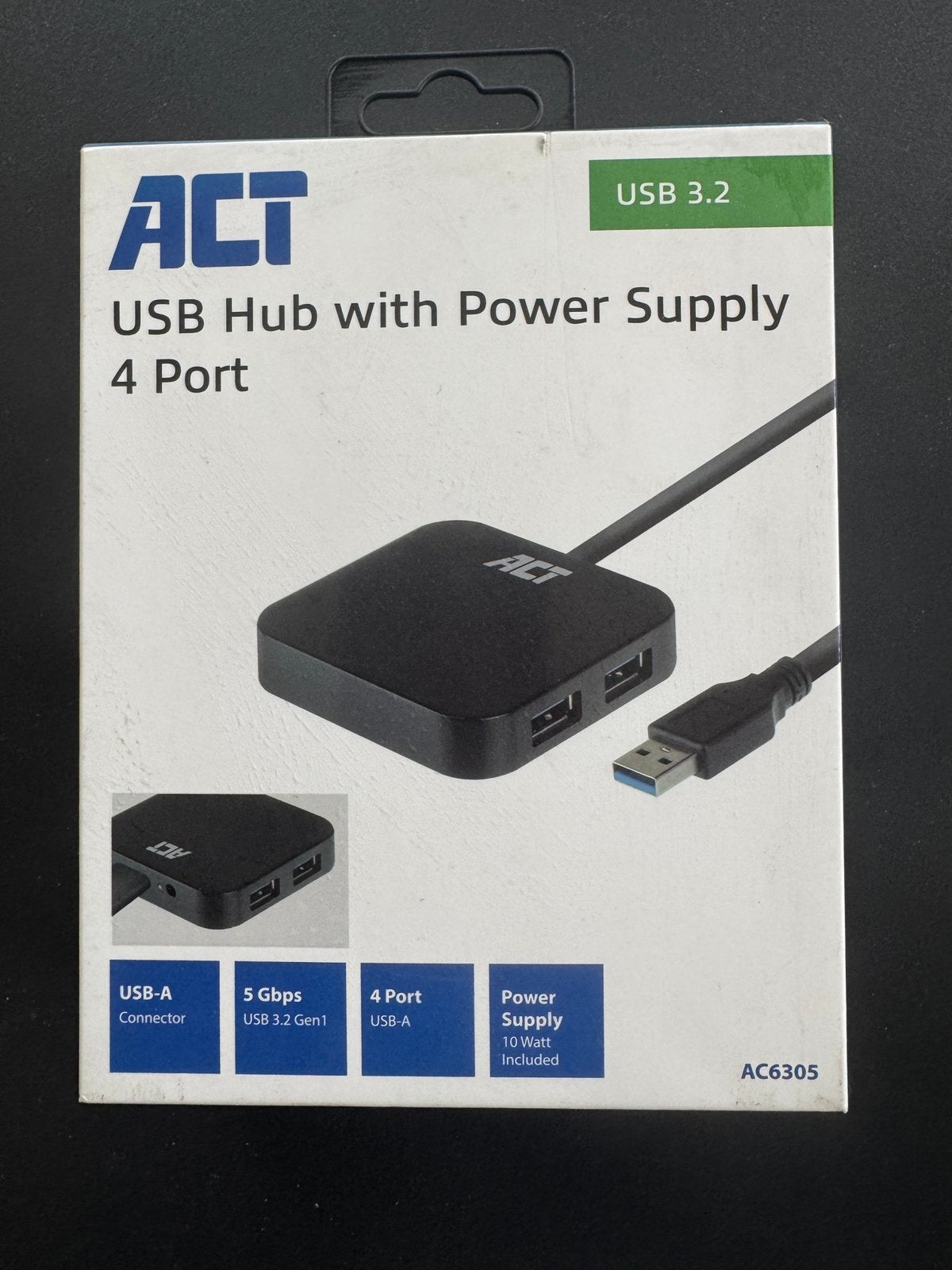 ACT USB hub with power supply 4 port (nieuw), Computers en Software, Dockingstations, Ophalen, Nieuw, USB-hub