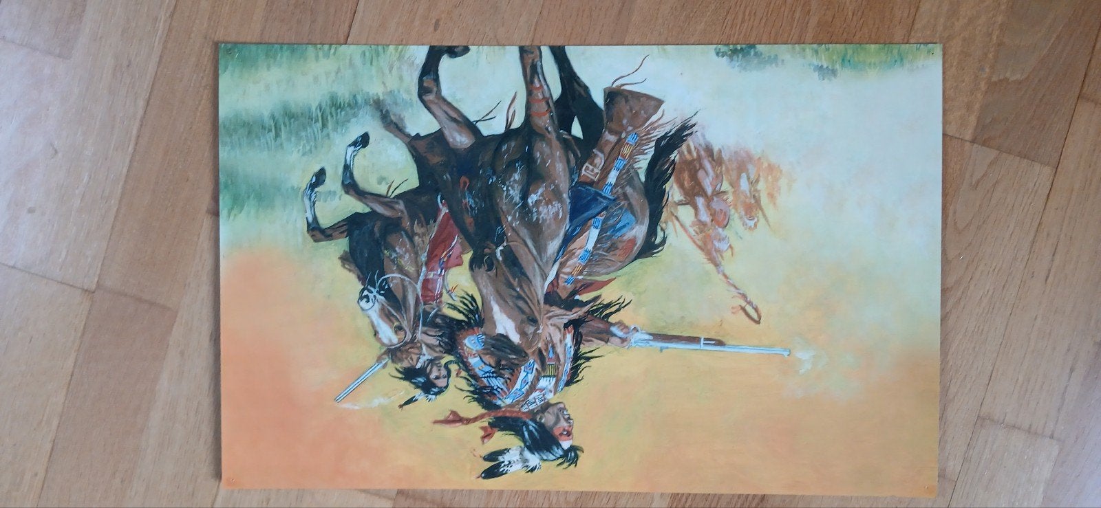 Poster indianen op paarden, Rechthoekig Liggend, Ophalen of Verzenden, Zo goed als nieuw, A1 t/m A3