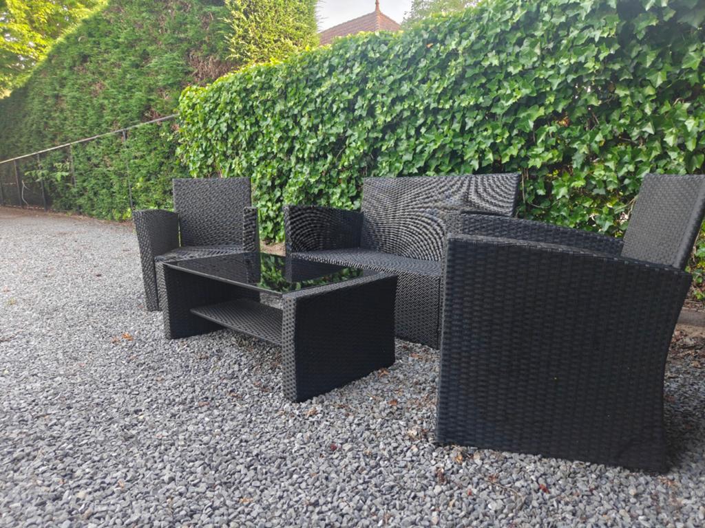 Lounge set voor tuin of terras – 4-delig, zwart, Ophalen