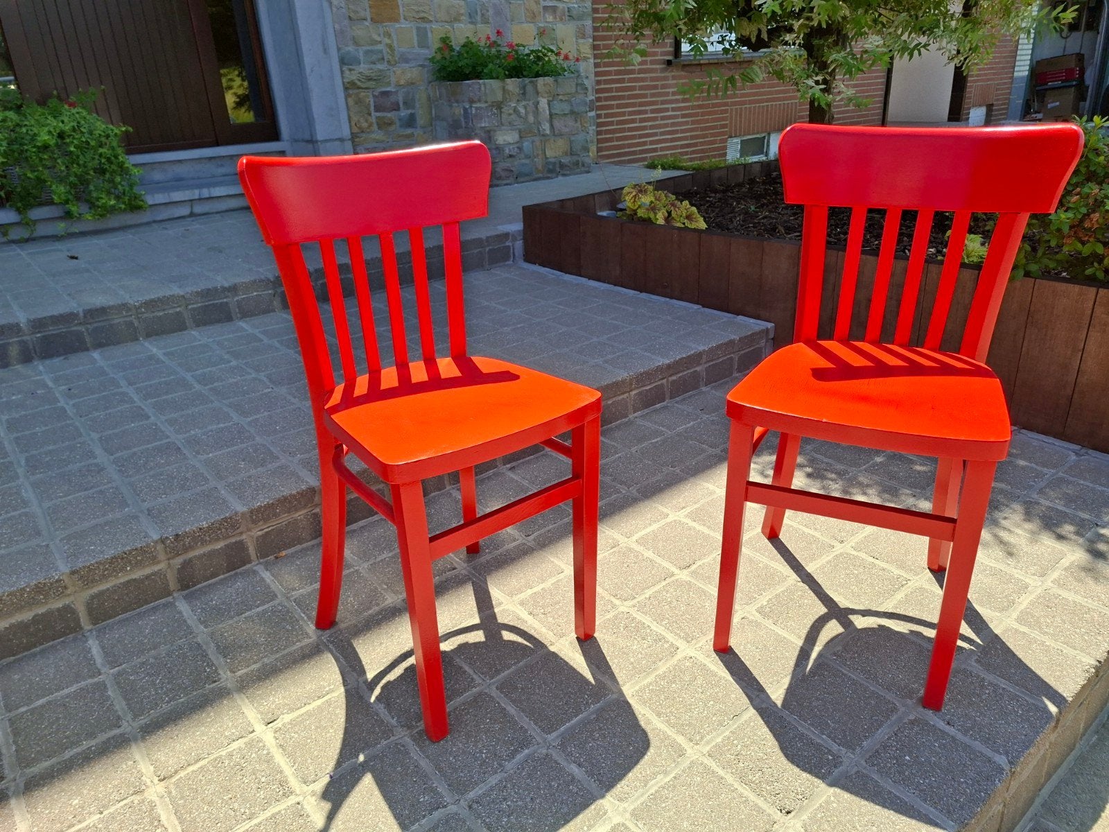 Chaises de café, Utilisé, Bois