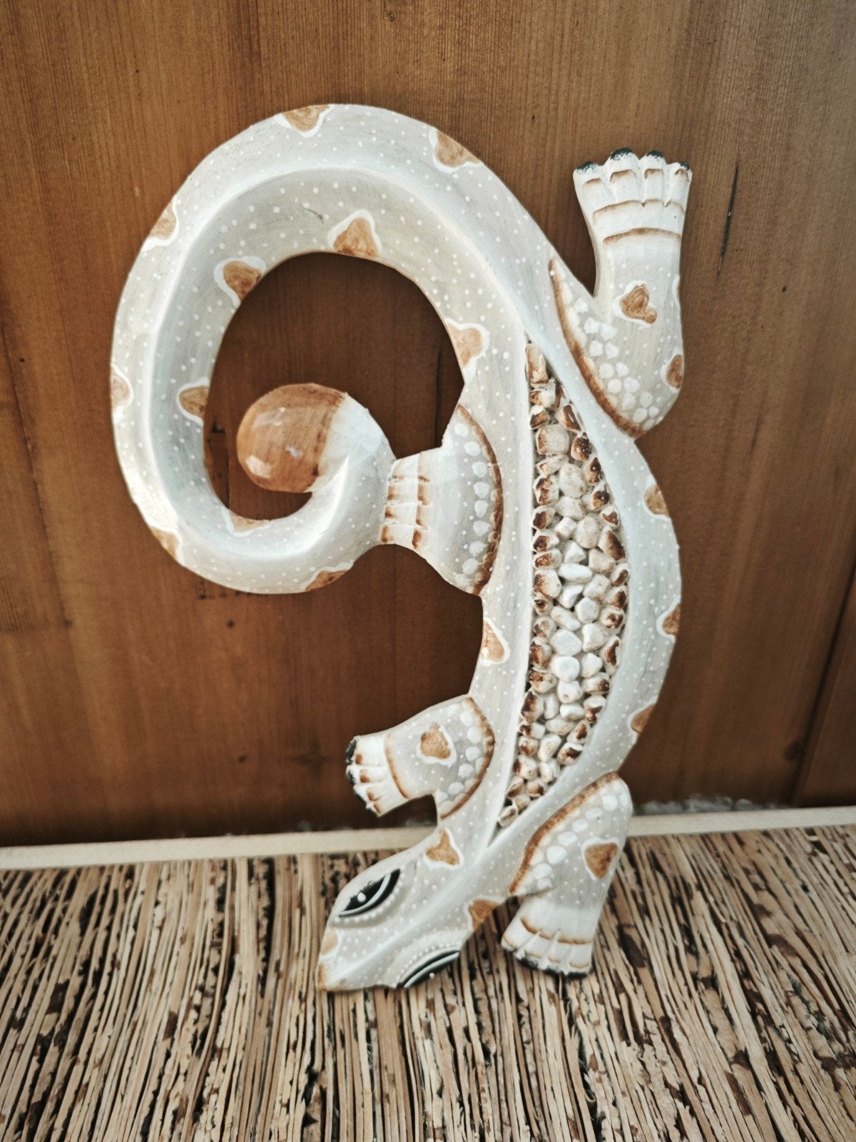 Gecko Salamandre Bois déco Pierres, Enlèvement ou Envoi, Neuf, 34 cm, Bois