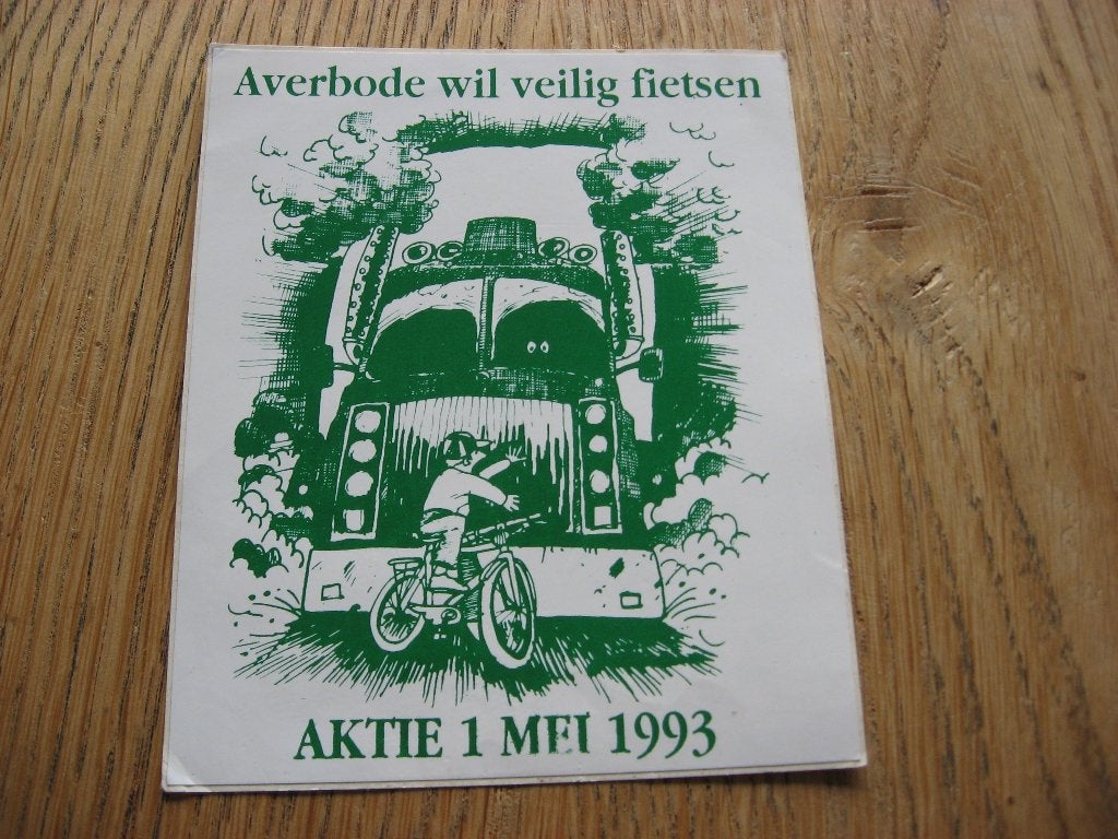 Sticker Averbode wil veilig fietsen 1993, Ophalen of Verzenden, Nieuw, Overige typen